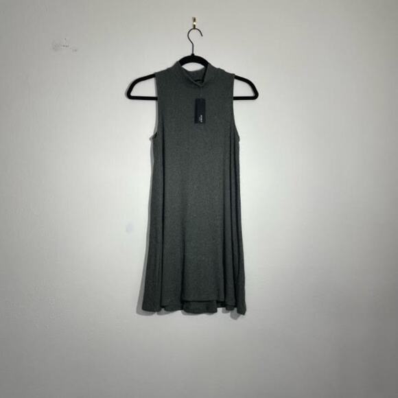 Michelle By Comune Green Ribbed Knit Mock Neck Sleeveless Swing Dress Size XS - Picture 1 of 10